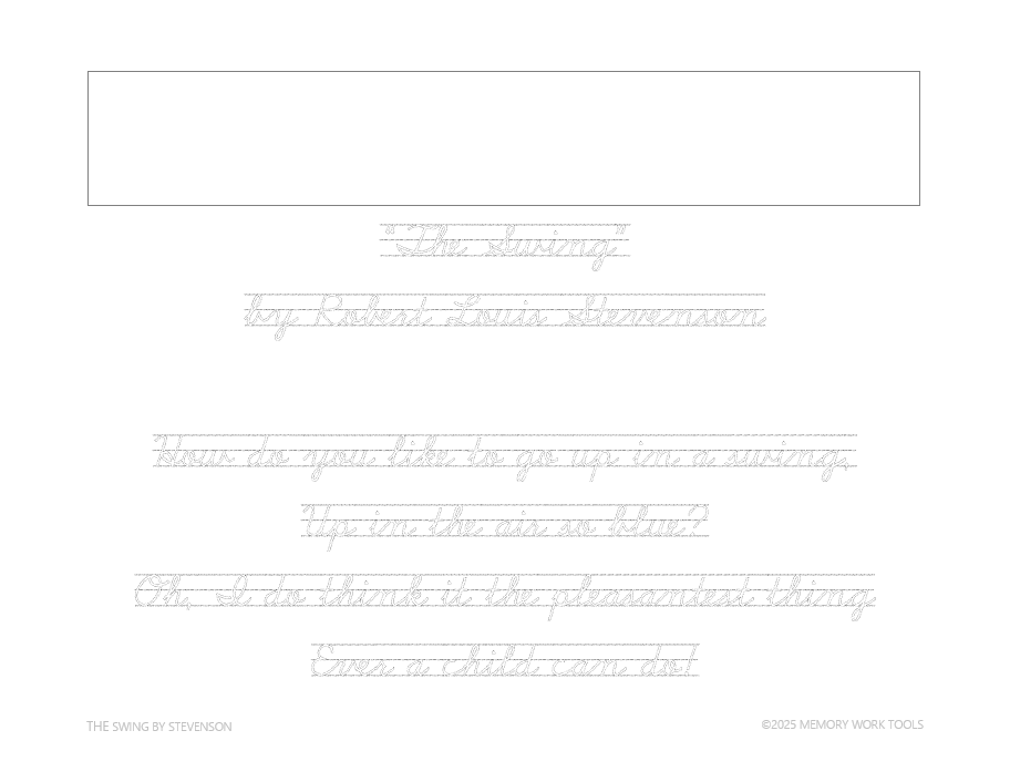 Poetry - The Swing by Robert Louis Stevenson