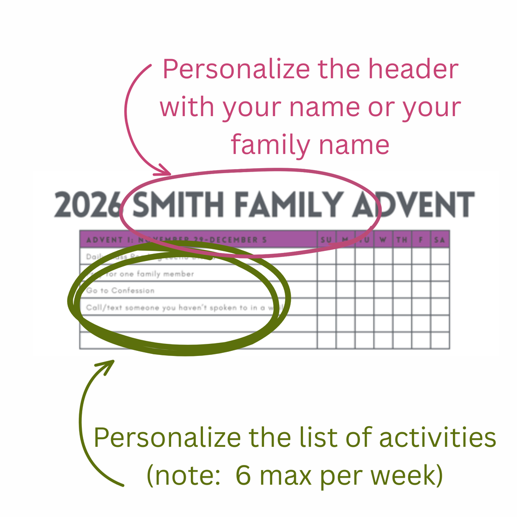 2026 Advent Checklist | PERSONALIZED