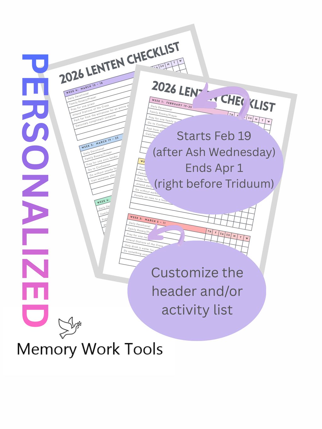 2026 Lenten Checklist | PERSONALIZED