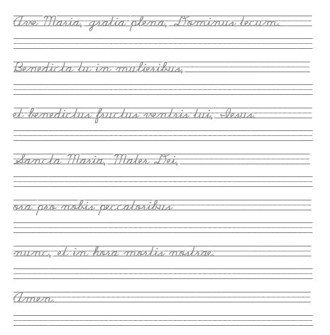 Latin Prayers - Ave Maria - Cursive Copywork