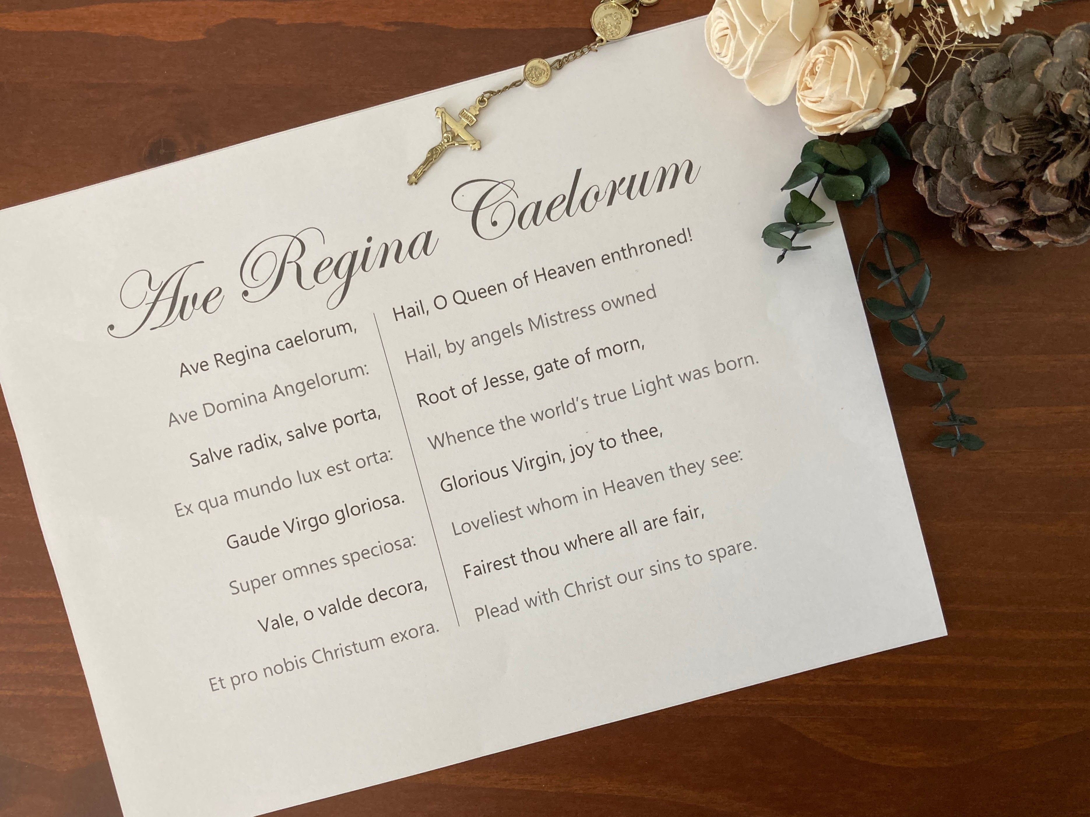 Latin Prayers - Ave Regina Caelorum - Visual Aid