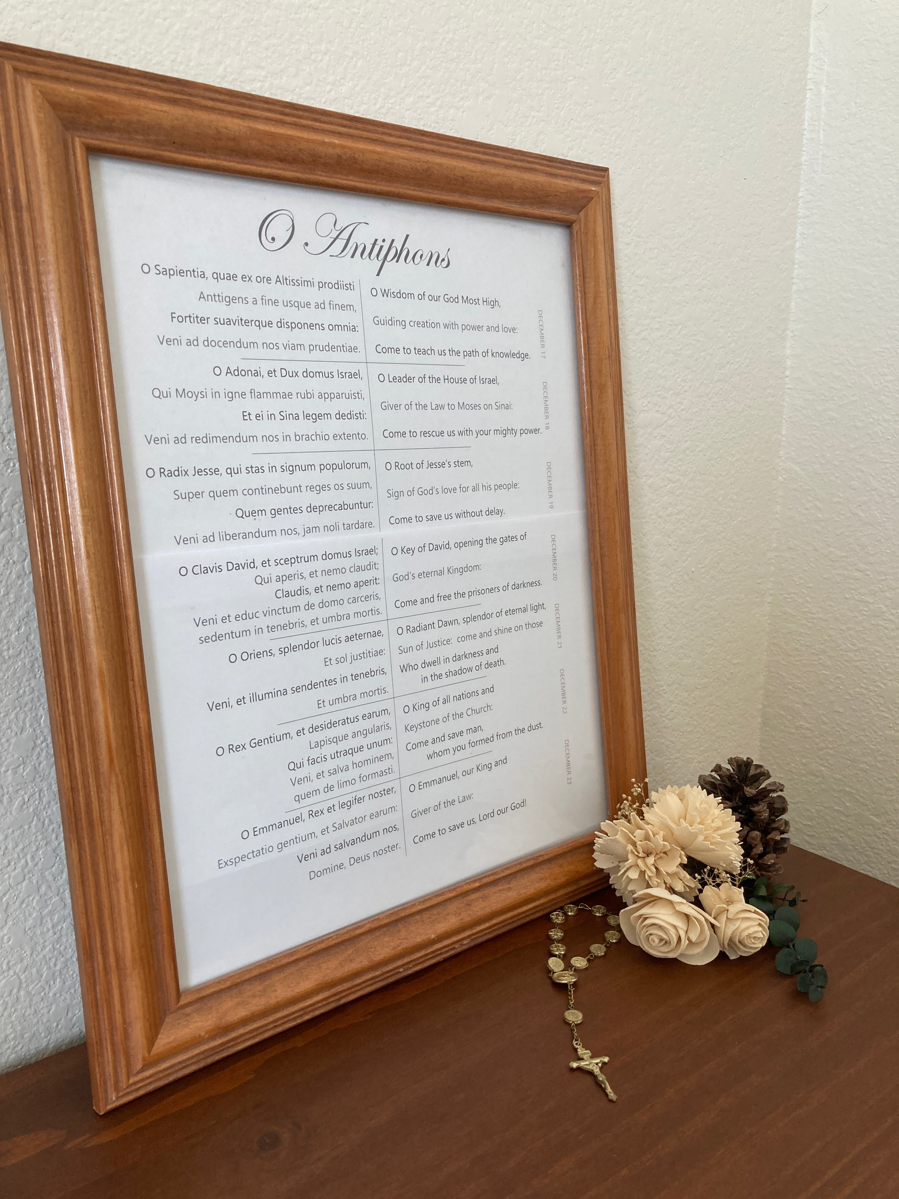 Latin Prayers - O Antiphons - Visual Aid