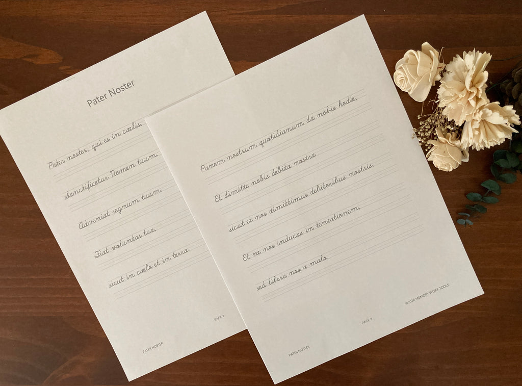 Latin Prayers - Pater Noster - Cursive Copywork