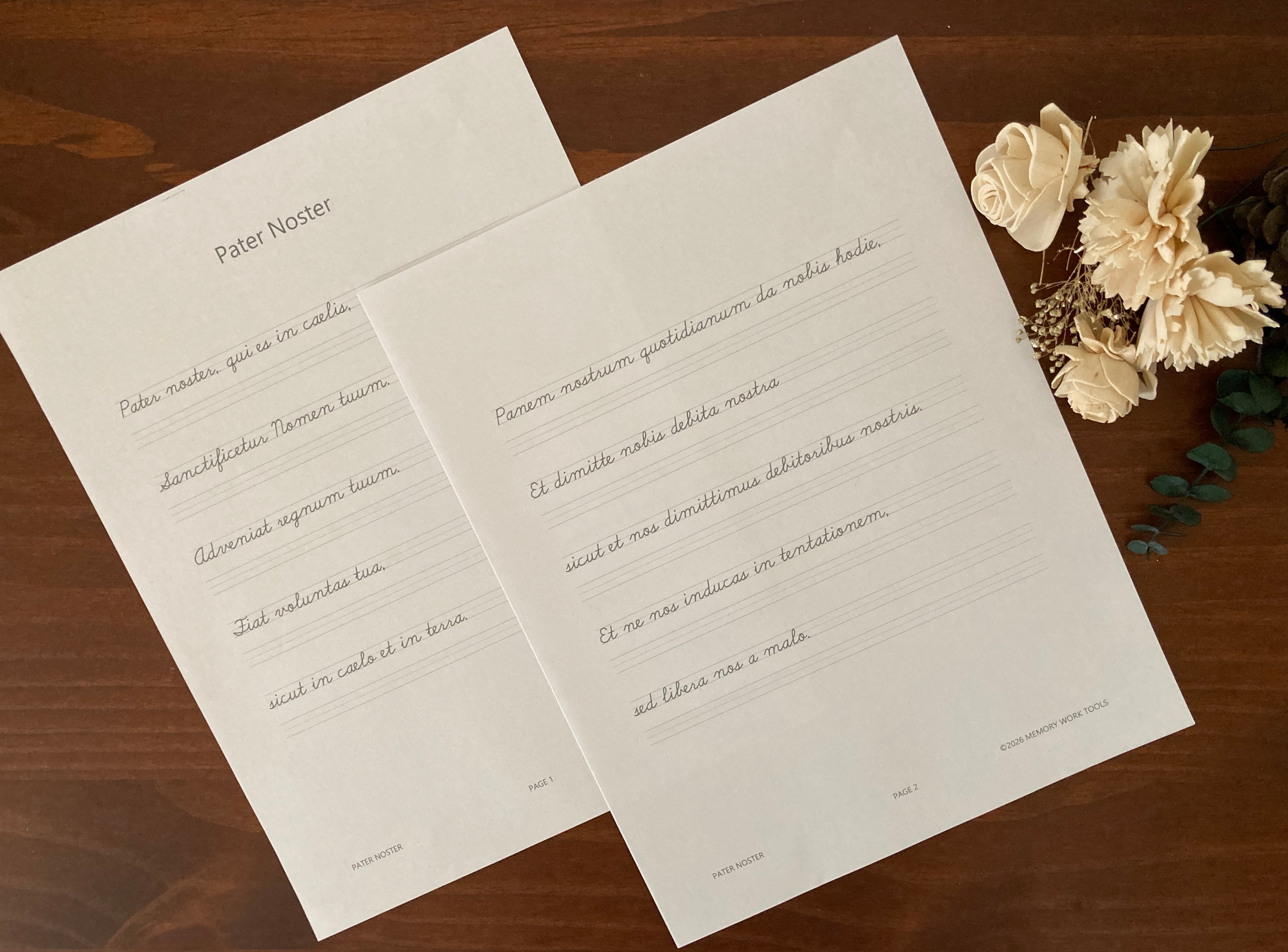 Latin Prayers - Pater Noster - Cursive Copywork