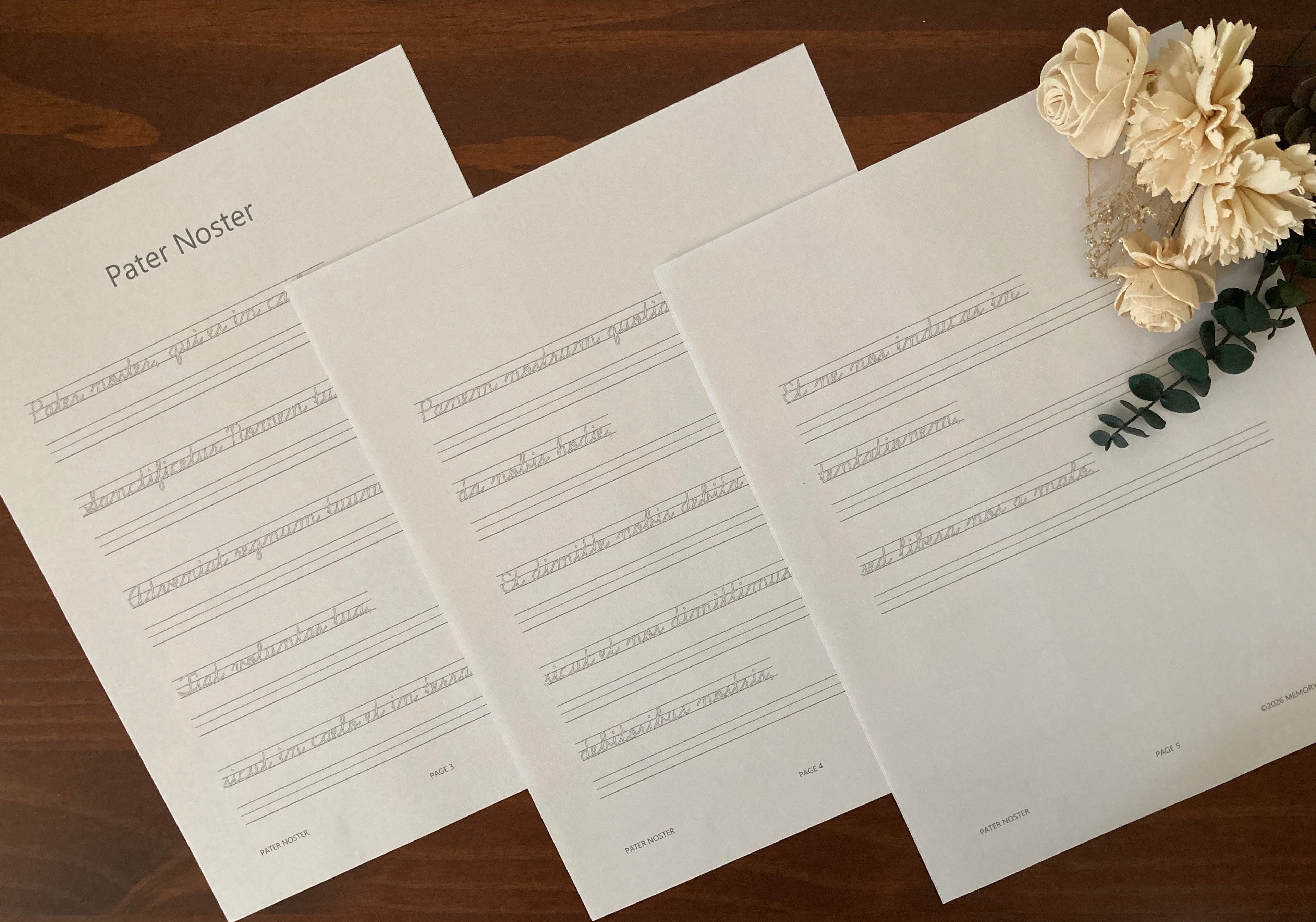 Latin Prayers - Pater Noster - Cursive Copywork