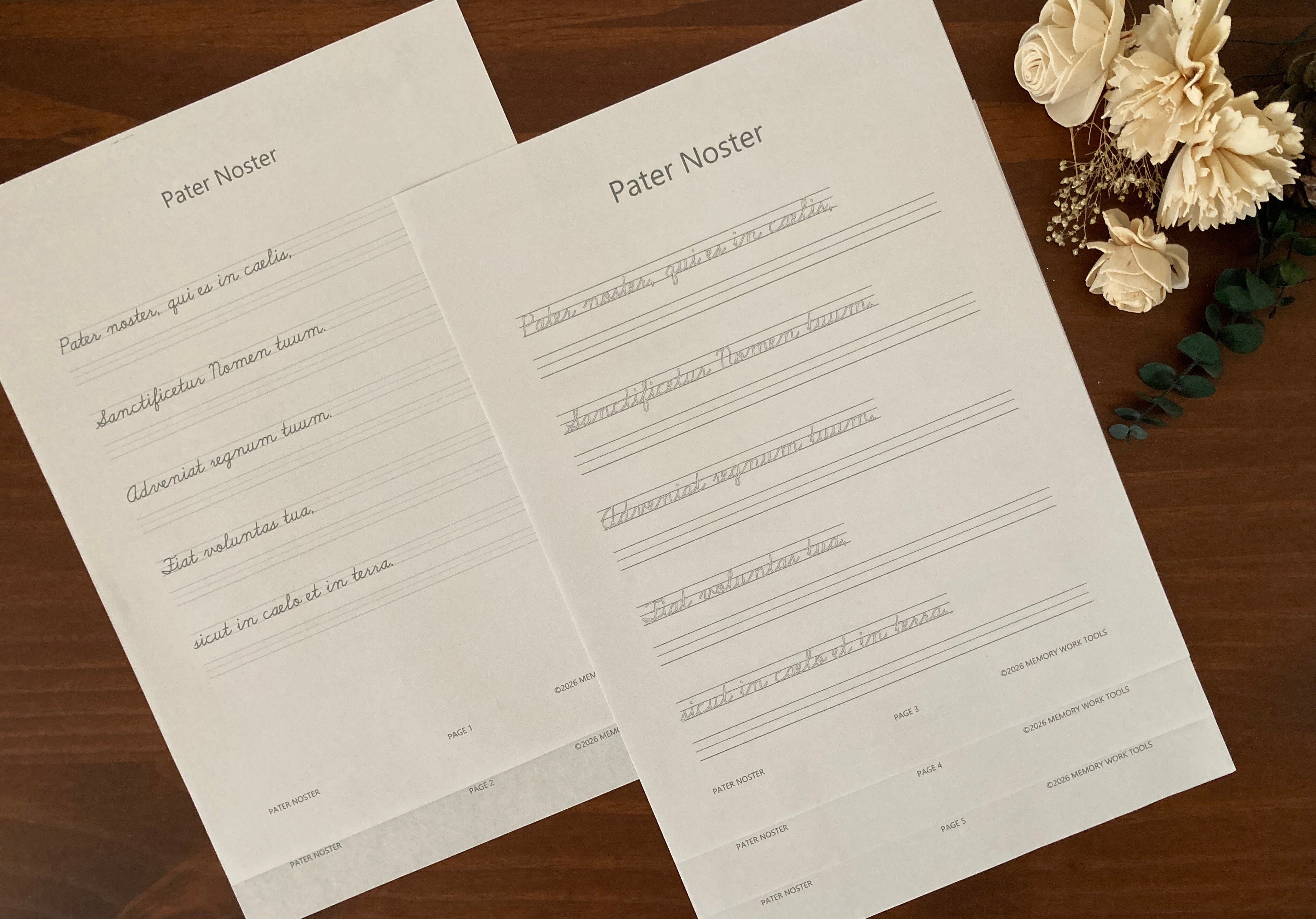 Latin Prayers - Pater Noster - Cursive Copywork