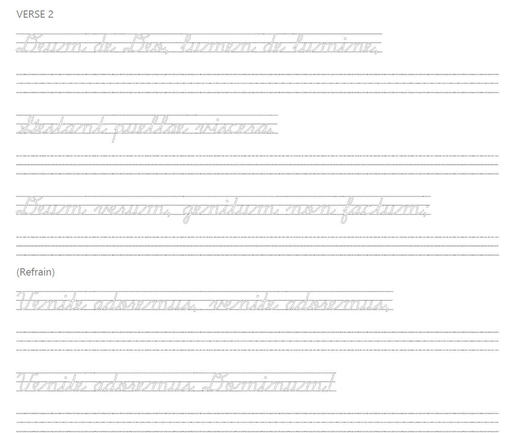 Latin Prayers - Adeste Fideles - Cursive Copywork