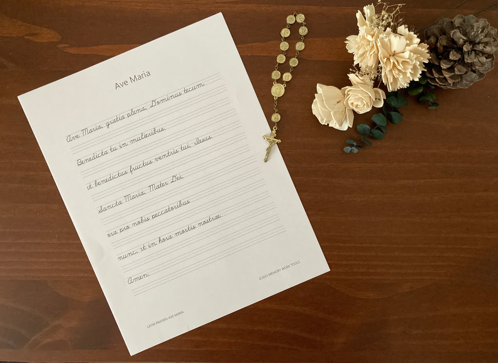 Latin Prayers - Ave Maria - Cursive Copywork