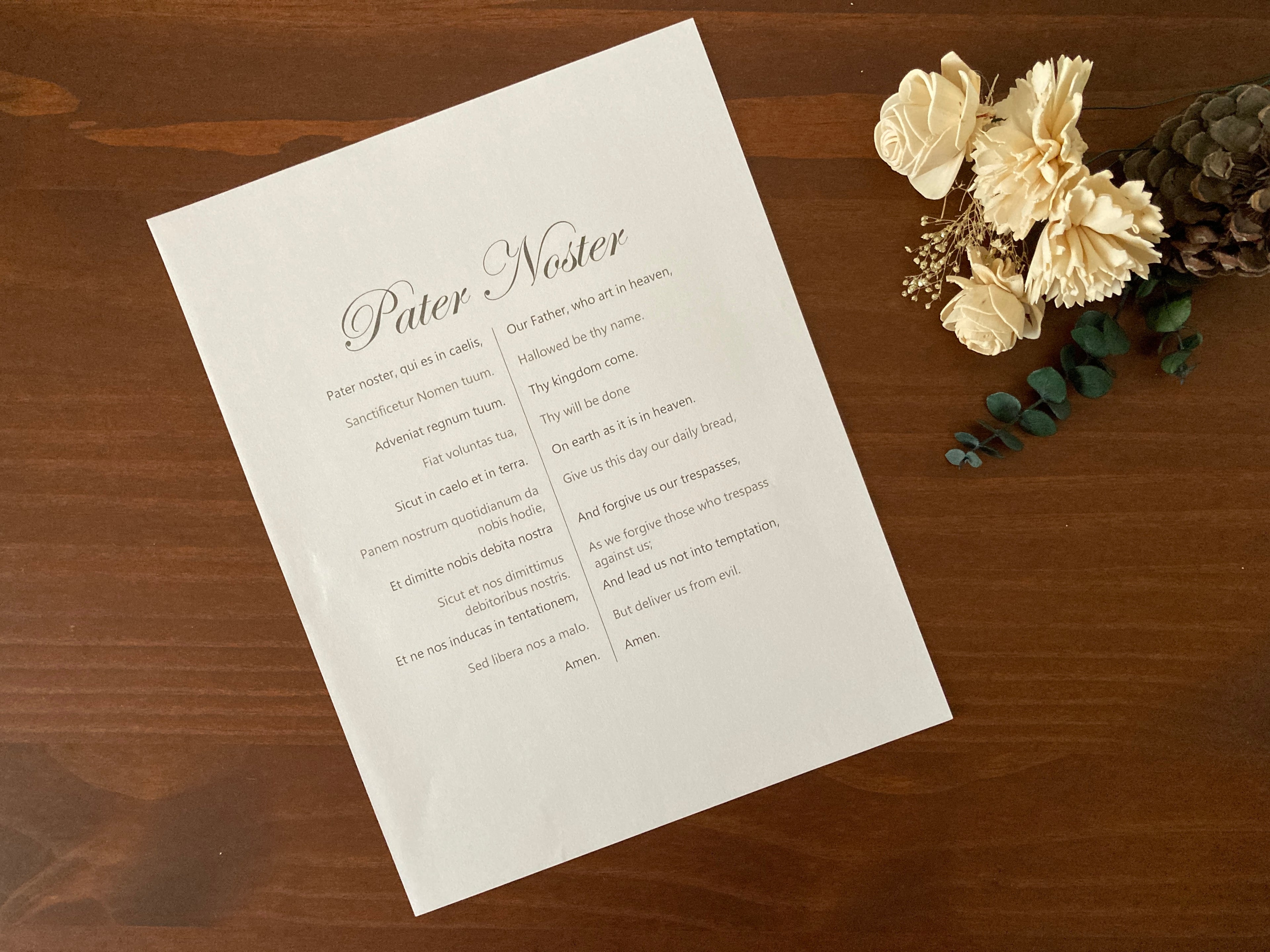 Latin Prayers - Pater Noster - Visual Aid