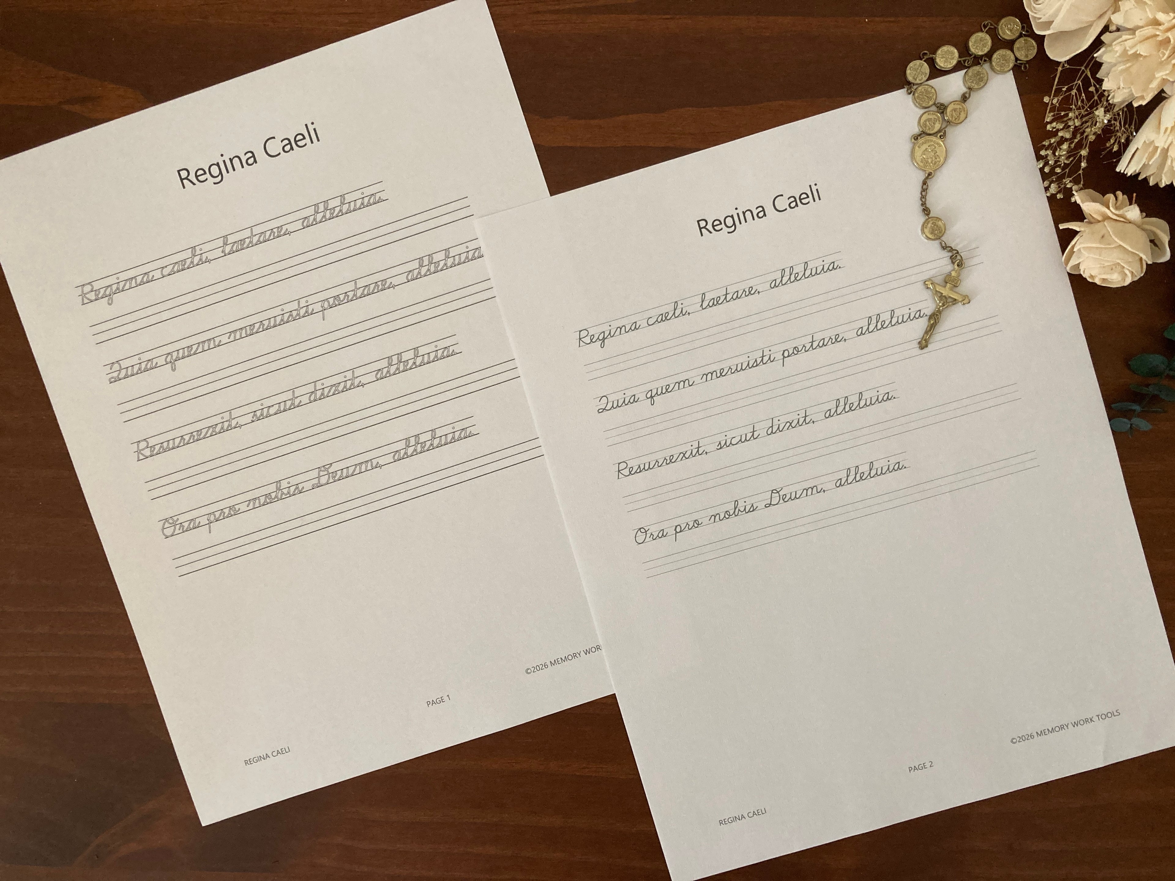 Latin Prayers - Regina Caeli - Cursive Copywork