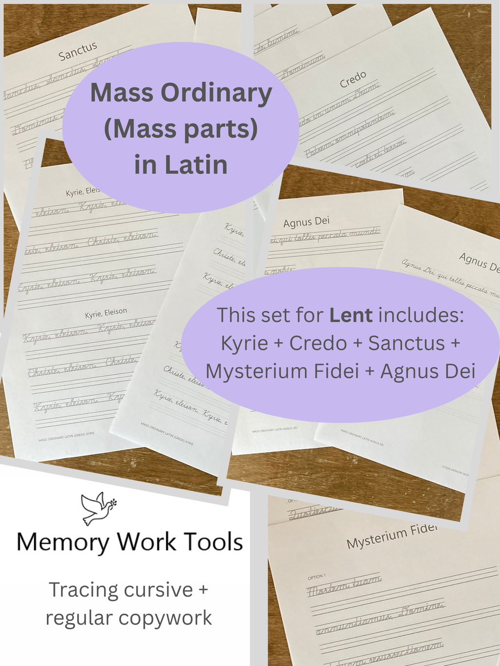 Mass Ordinary in Latin | Learn the Lenten Mass Parts | Cursive Copywork