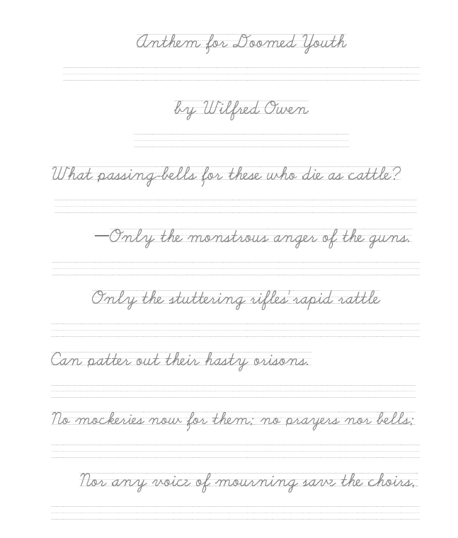 Poetry - Anthem for Doomed Youth by Wilfred Owen