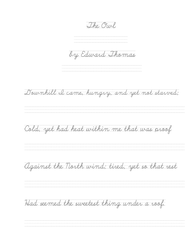 Poetry - The Owl by Edward Thomas