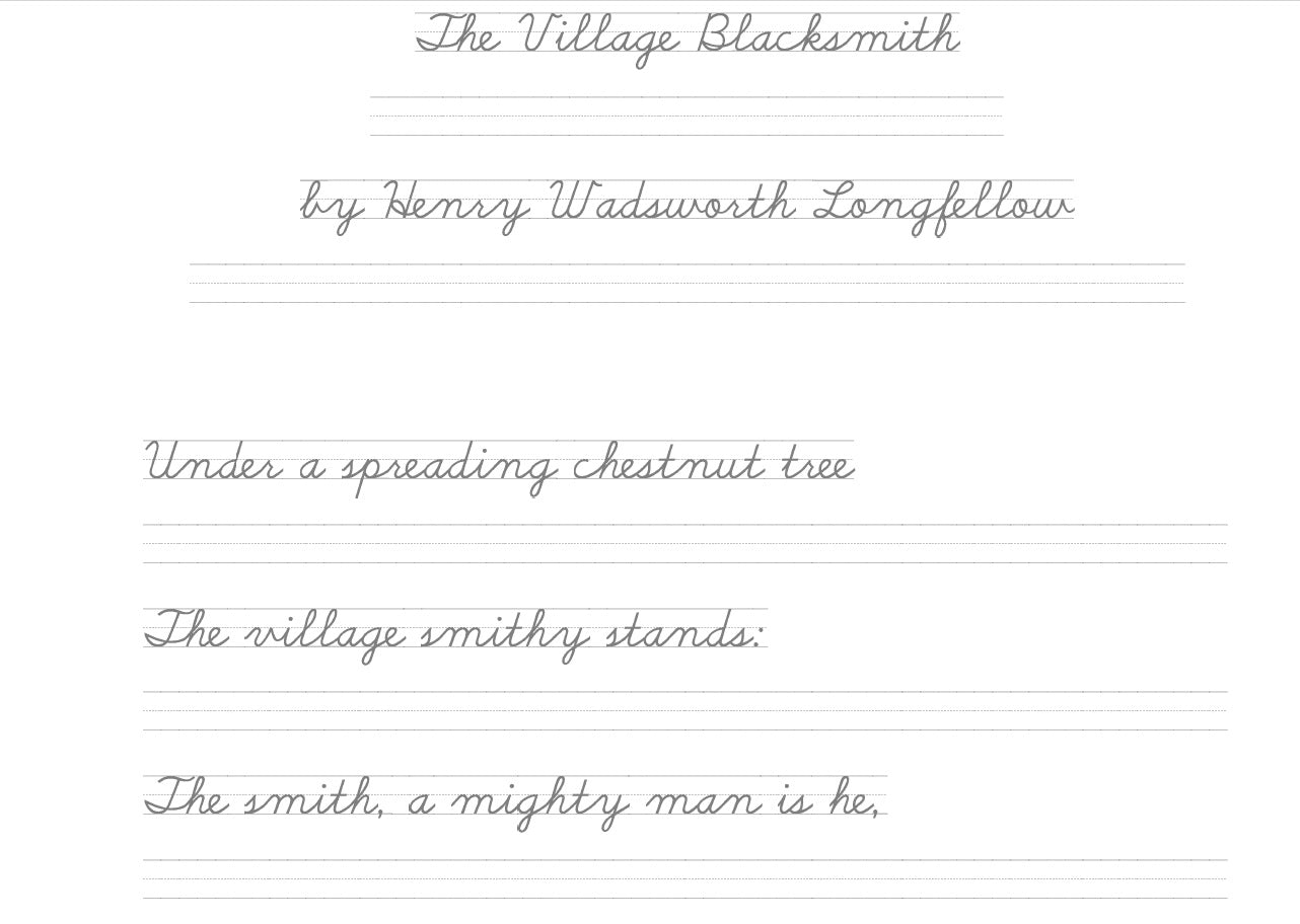 Poetry - The Village Blacksmith by Henry Wadsworth Longfellow