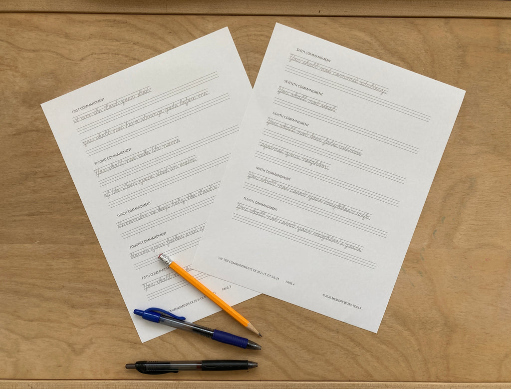 Scripture Memory - Ten Commandments - Cursive Copywork