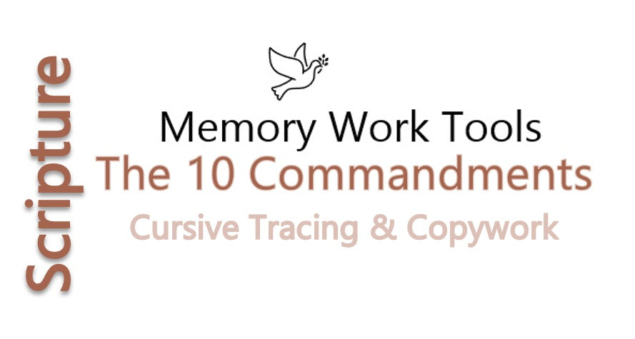 Scripture Memory - Ten Commandments - Cursive Copywork