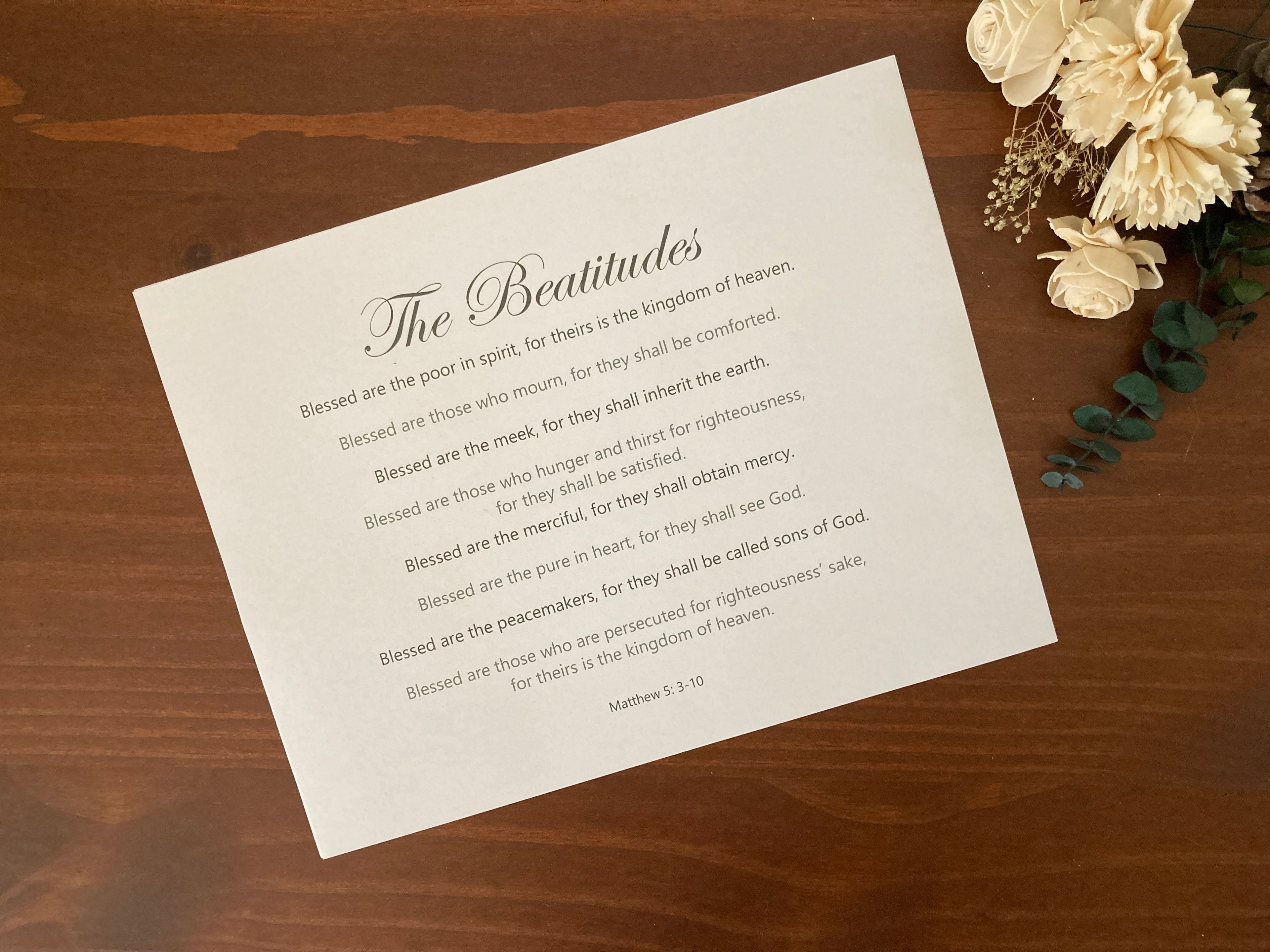 Scripture Memory - Eight Beatitudes - Visual Aid