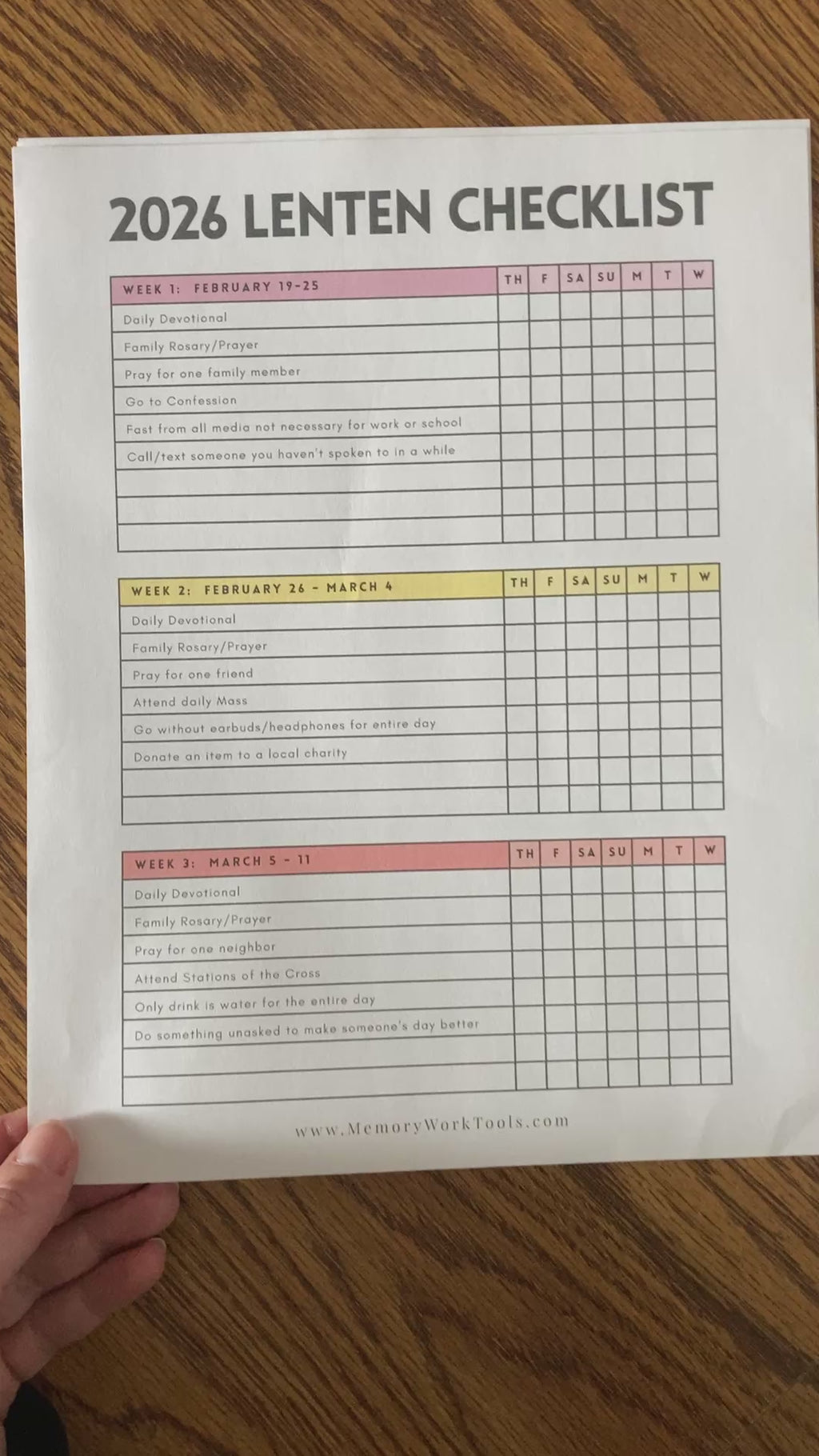 2026 Lenten Checklist